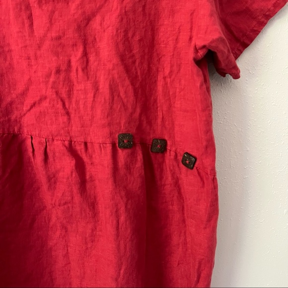 Oh Sister Sister! Red Linen Peplum Blouse/Tunic Size Medium - Picture 3 of 5